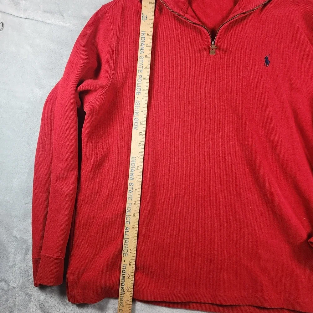 Polo Ralph Lauren Men's Red Estate-Rib Quarter-Zip Pullover Sweater XL Preppy